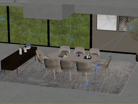 Modern Dining Room Modello 3D