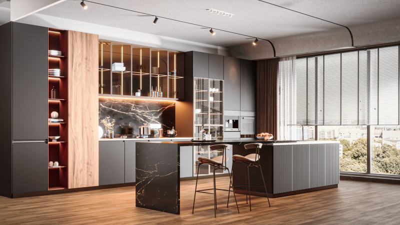 Modern Kitchen 3D Modell .c4d .max .obj .3ds .fbx .stl .blend 