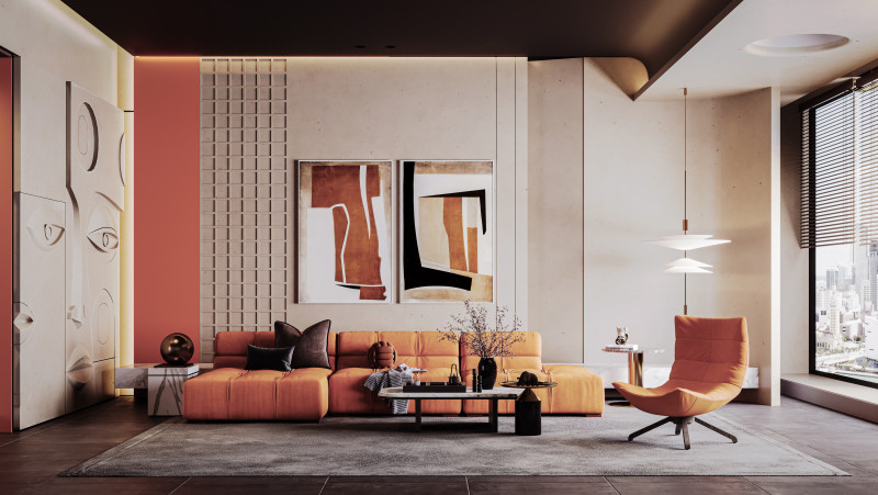 Modern Living Room 3D Модель .c4d .max .obj .3ds .fbx .stl .blend