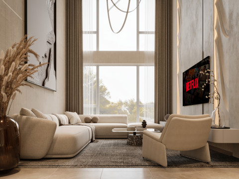 Modern Living Room 3D Modell