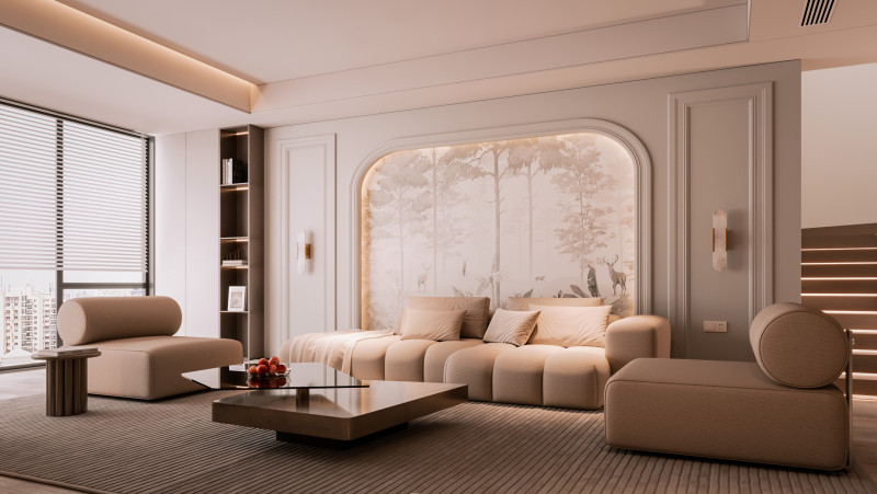 Modern Living Room 3D Модель .c4d .max .obj .3ds .fbx .stl .blend 