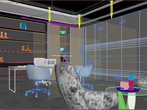 Office interior design 3D मॉडल