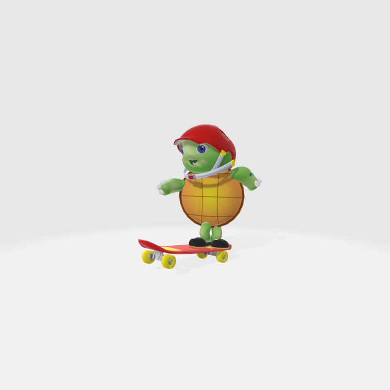 Turtle on a skateboard 3D Модель .c4d .max .obj .3ds .fbx .stl .blend