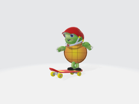 Turtle on a skateboard 3D 모델