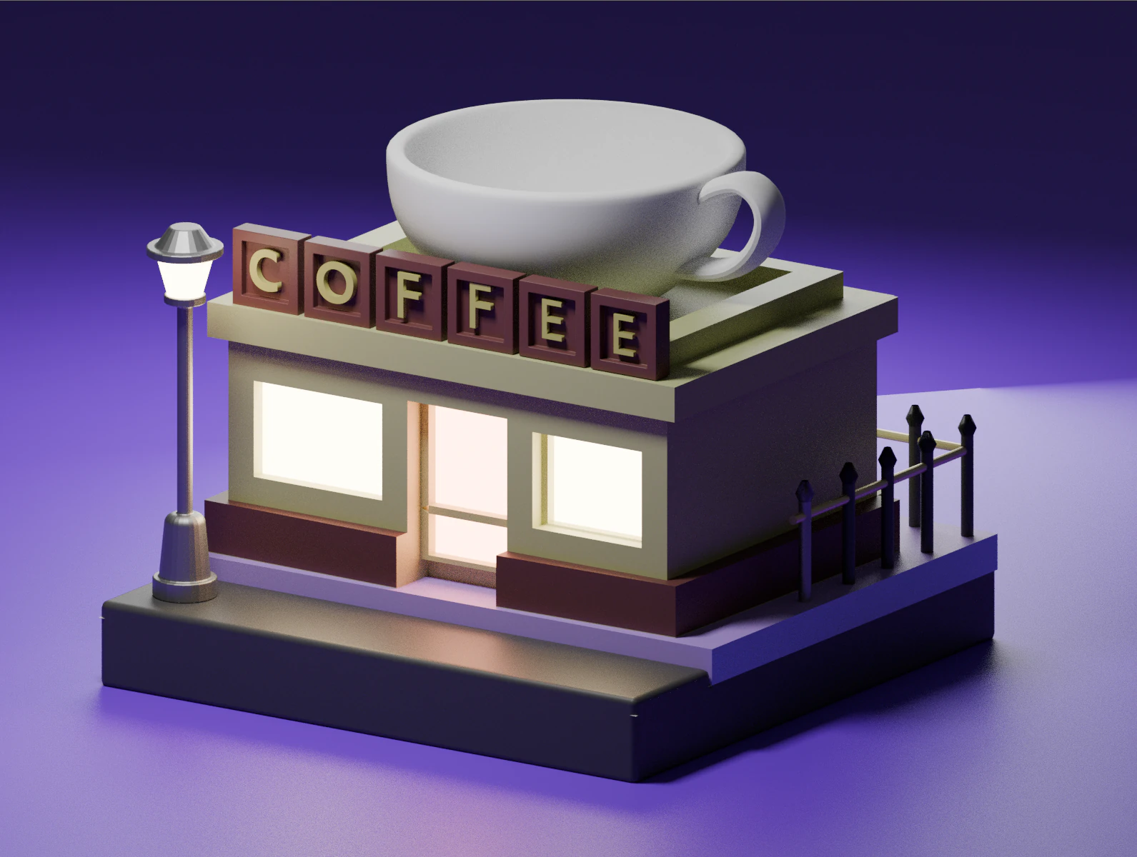 Coffee Shop 3D Model .c4d .max .obj .3ds .fbx .stl .blend 