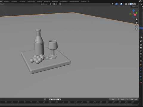 Glass and Bottle 3D Model