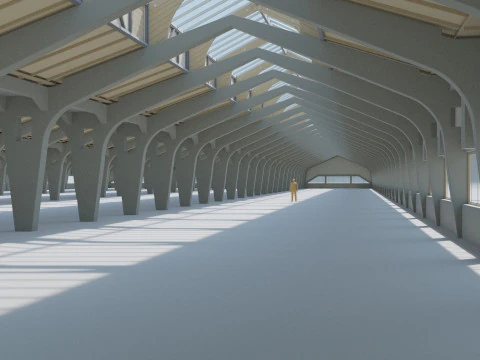 工厂大厅内部 3D 模型