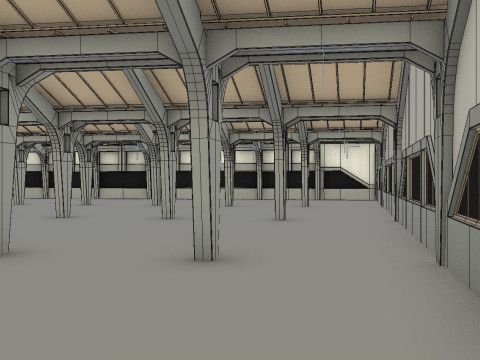 Factory Hall Interior 3D Model