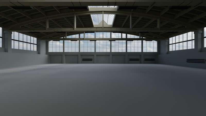 Factory Hall Interior 2 3D Model .c4d .max .obj .3ds .fbx .stl .blend