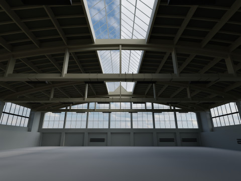 Factory Hall Interior 2 3D Model