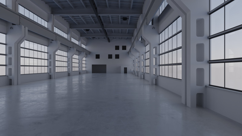 Factory Hall Interior 3 3D Model .c4d .max .obj .3ds .fbx .stl .blend