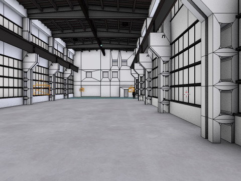 Factory Hall Interior 3 3D Model