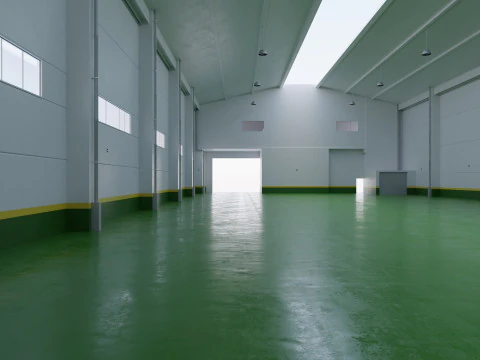 Factory Hall Interior 4 3D Model