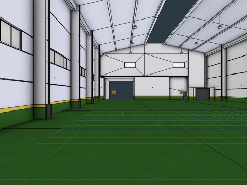 Factory Hall Interior 4 3D-Modell
