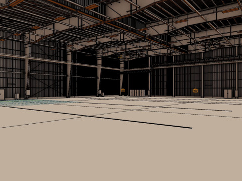Airplane Hangar Interior 1 3D 模型