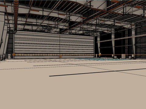 Airplane Hangar Interior 1 3D Model