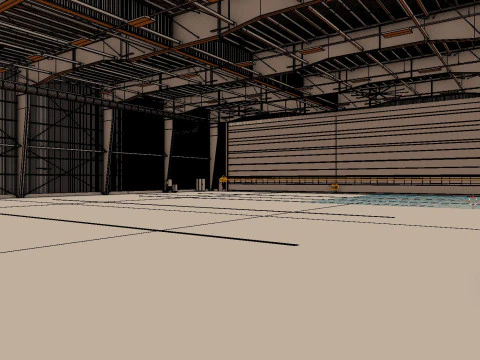 Airplane Hangar Interior 1 3D Model