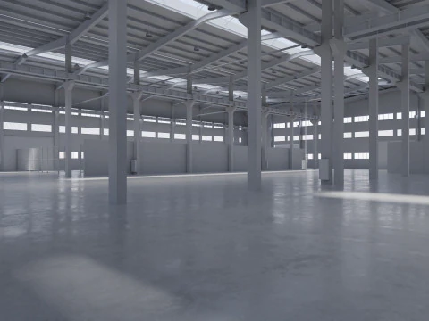 Factory Hall Interior 5 3D Model