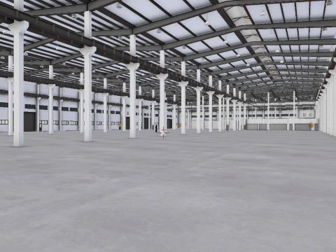 Factory Hall Interior 5 3D Model