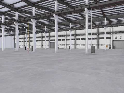 Factory Hall Interior 5 3D Model