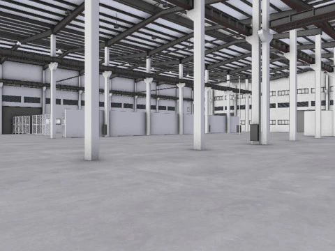 Factory Hall Interior 5 3D Model