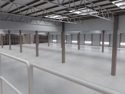 Factory Hall Interior 7 3D Model