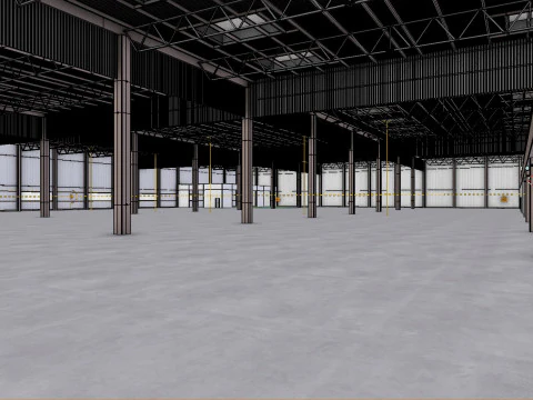 Factory Hall Interior 7 3D Model