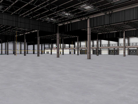 Factory Hall Interior 7 3D Model