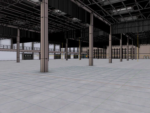 Factory Hall Interior 7 3D Model