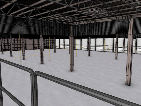 Factory Hall Interior 7 3D Model
