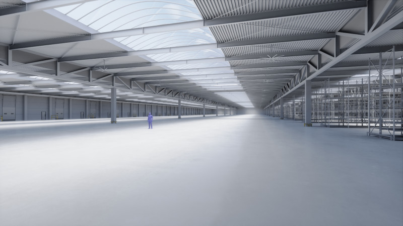 Industrial Warehouse Interior 1 3D Модель .c4d .max .obj .3ds .fbx .stl .blend