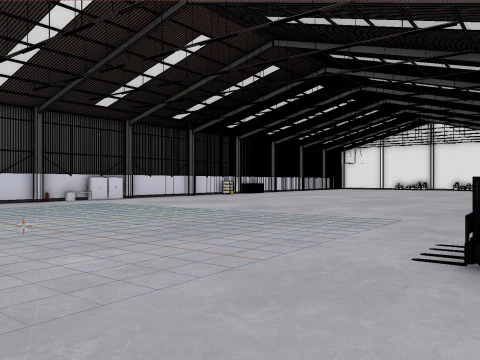 Industrial Warehouse Interior 3 3D Model