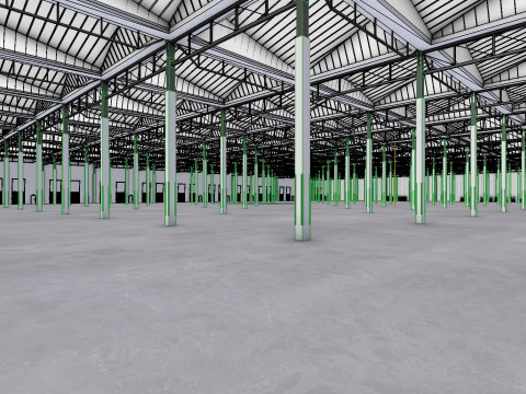 Industrial Warehouse Interior 4 3D Model