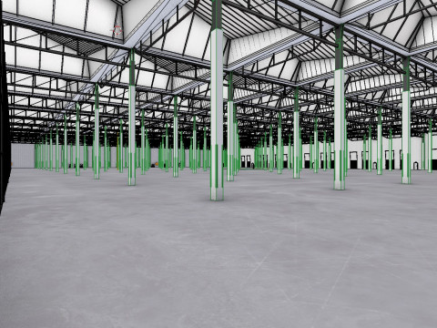 Industrial Warehouse Interior 4 3D Model