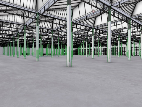 Industrial Warehouse Interior 4 3D Model