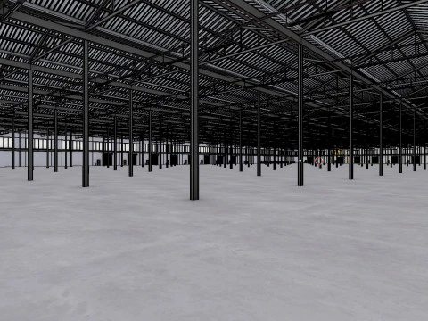 Industrial Warehouse Interior 5b 3D Model