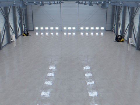 Airplane Hangar Interior 3 3D Model
