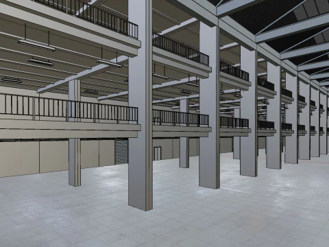 Industrial Hall Interior 1 3D Model