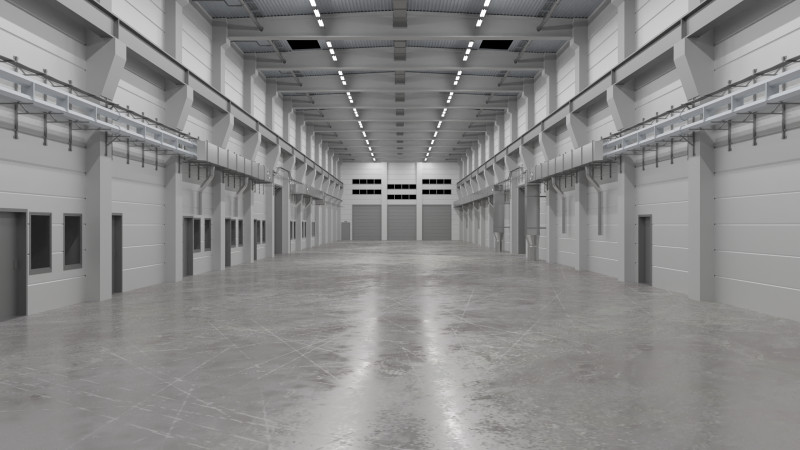 Industrial Hall Interior 2 3D-Modell .c4d .max .obj .3ds .fbx .stl .blend