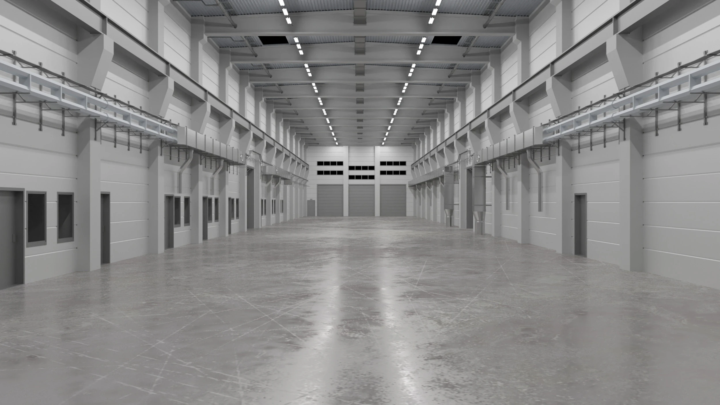 Industrial Hall Interior 2 3D Model .c4d .max .obj .3ds .fbx .stl .blend 
