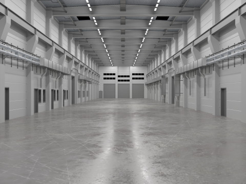 Industrial Hall Interior 2 3D मॉडल