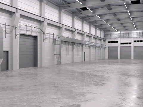 Industrial Hall Interior 2 3D Model