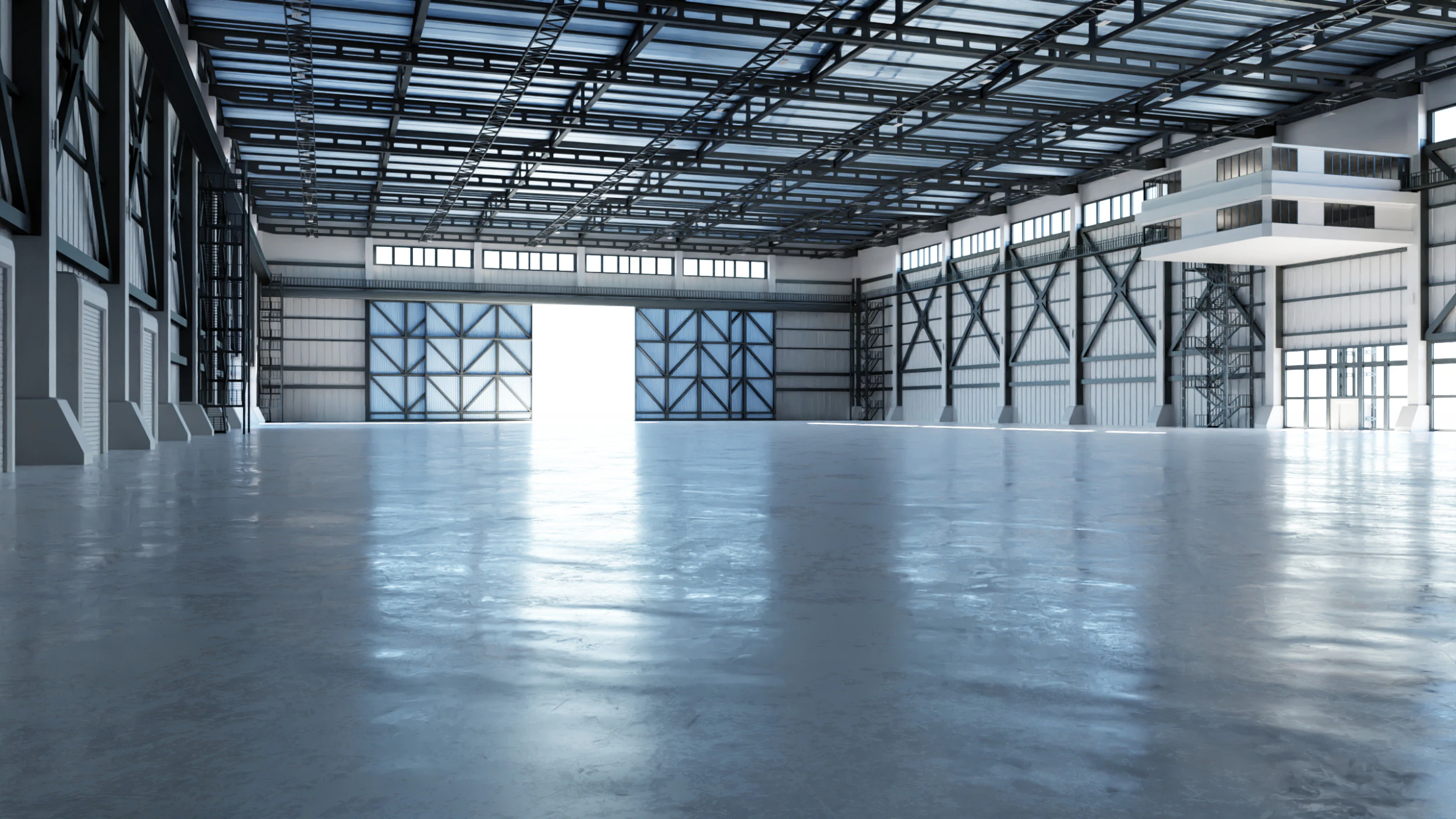 Industrial Hangar Hall Interior 3 3D Model .c4d .max .obj .3ds .fbx .stl .blend