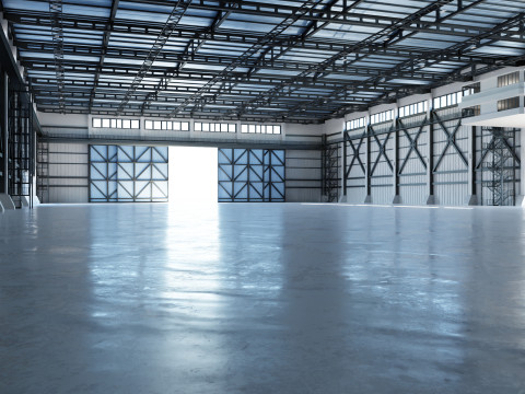 Industrial Hangar Hall Interior 3 3D मॉडल