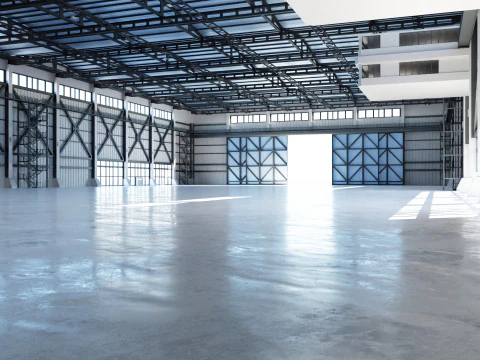 Industrial Hangar Hall Interior 3 3D Model