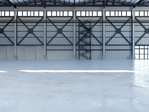 Industrial Hangar Hall Interior 3 3D Model