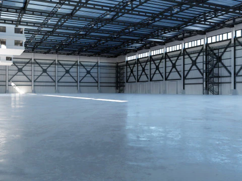 Industrial Hangar Hall Interior 3 3D Model