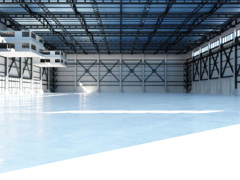 Industrial Hangar Hall Interior 3 3D Model