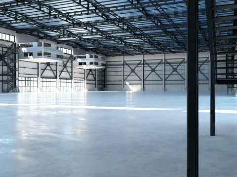 Industrial Hangar Hall Interior 3 3D Model