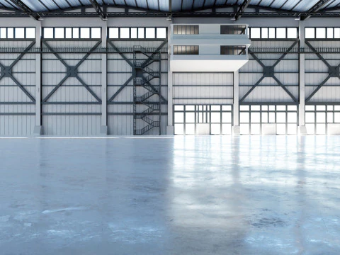 Industrial Hangar Hall Interior 3 3D Model